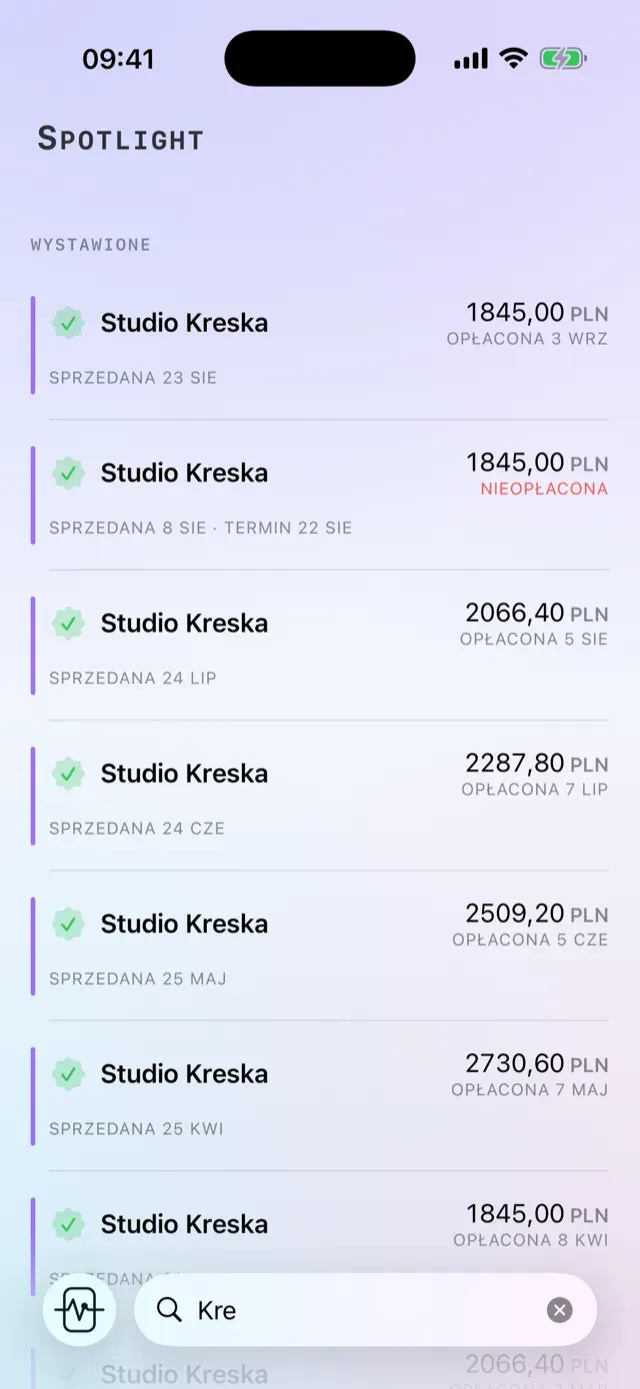 Wyszukiwanie dokumentów, kontrahentów i firm